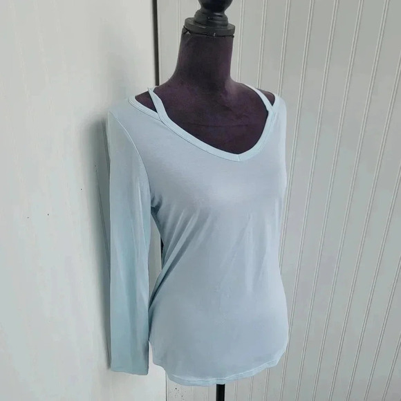 Time and Tru Women Top Light Blue Long Sleeve Modal Poly Pullover Shirt S (4-6) - Picture 8 of 11